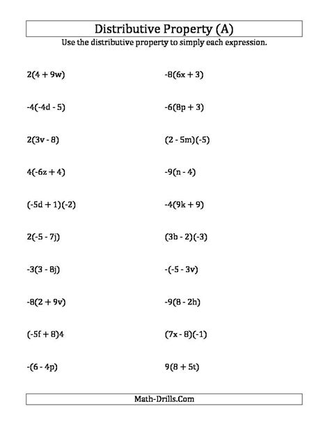 free printable distributive property worksheets